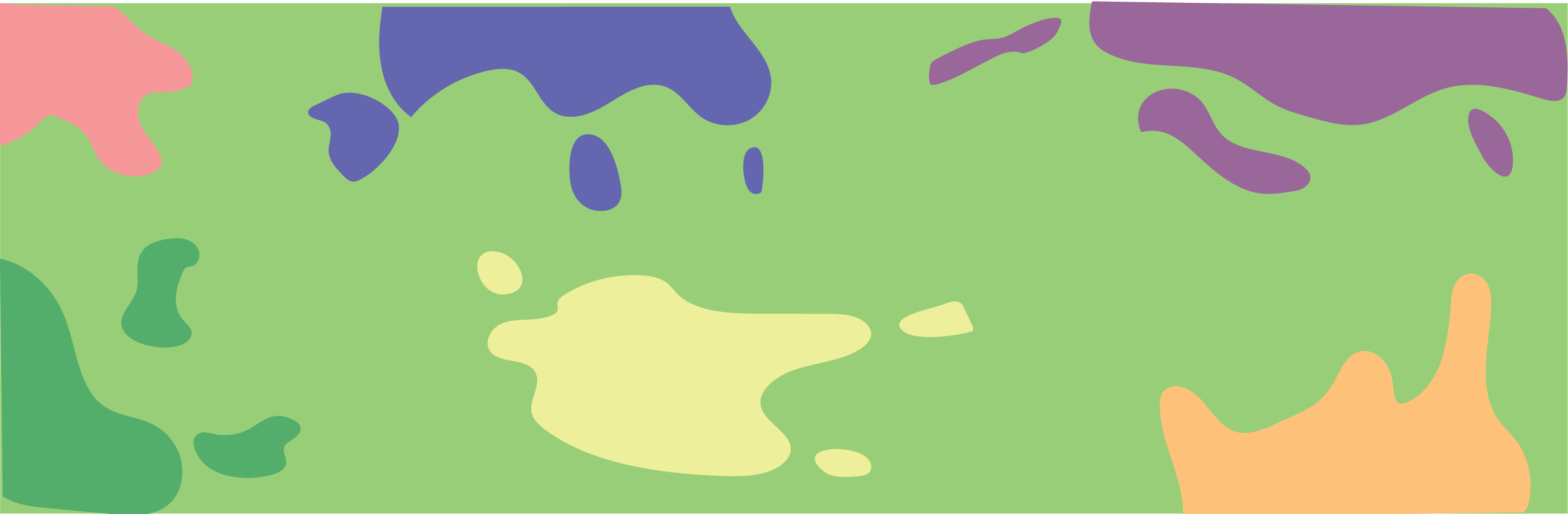 a green background with different color paint splatters